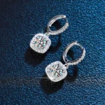 Certified Moissanite Hoop Earrings for Women - Sterling Silver Round Diamond Dangle Drop Earrings - Image 4
