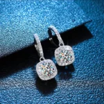 Certified Moissanite Hoop Earrings for Women - Sterling Silver Round Diamond Dangle Drop Earrings - Image 5