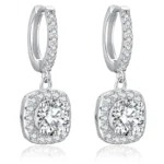 Certified Moissanite Hoop Earrings for Women - Sterling Silver Round Diamond Dangle Drop Earrings - Image 6