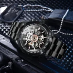Forsining FSG 340 Luxury Stainless Steel Waterproof Men's Transparent Perpetual Mechanical Wrist Watch - Image 4
