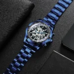 Forsining FSG 340 Luxury Stainless Steel Waterproof Men's Transparent Perpetual Mechanical Wrist Watch - Image 6