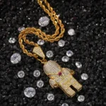 Dantebella™ Iced Out Stainless Steel Copper Zirconia Futuristic Knight in Shining Armour - Mens Pendant Necklace with Chain - Image 3