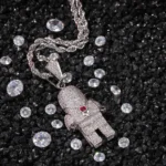 Dantebella™ Iced Out Stainless Steel Copper Zirconia Futuristic Knight in Shining Armour - Mens Pendant Necklace with Chain - Image 4