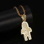 Dantebella™ Iced Out Stainless Steel Copper Zirconia Futuristic Knight in Shining Armour - Mens Pendant Necklace with Chain - Image 5