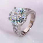 Luxury 10 Carat Moissanite and Sterling Silver White Gold Plated Engagement Ring - Image 2