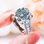 Luxury 10 Carat Moissanite and Sterling Silver White Gold Plated Engagement Ring