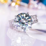 Luxury 10 Carat Moissanite and Sterling Silver White Gold Plated Engagement Ring - Image 3