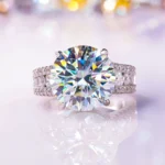 Luxury 10 Carat Moissanite and Sterling Silver White Gold Plated Engagement Ring - Image 4
