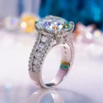 Luxury 10 Carat Moissanite and Sterling Silver White Gold Plated Engagement Ring - Image 5