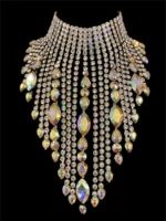 Exaggerated AB Crystal Pendant Large Necklace Women's Luxury Shiny Bridal Wedding Party Rhinestone Jewelry Necklace Accessories - Image 2