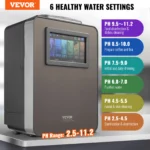 VEVOR pH 2.5-11.2 Alkaline Water Ionizer Machine 6 Water Settings Home Filtration System Up to -850mV ORP 10000 L Per Filter - Image 2